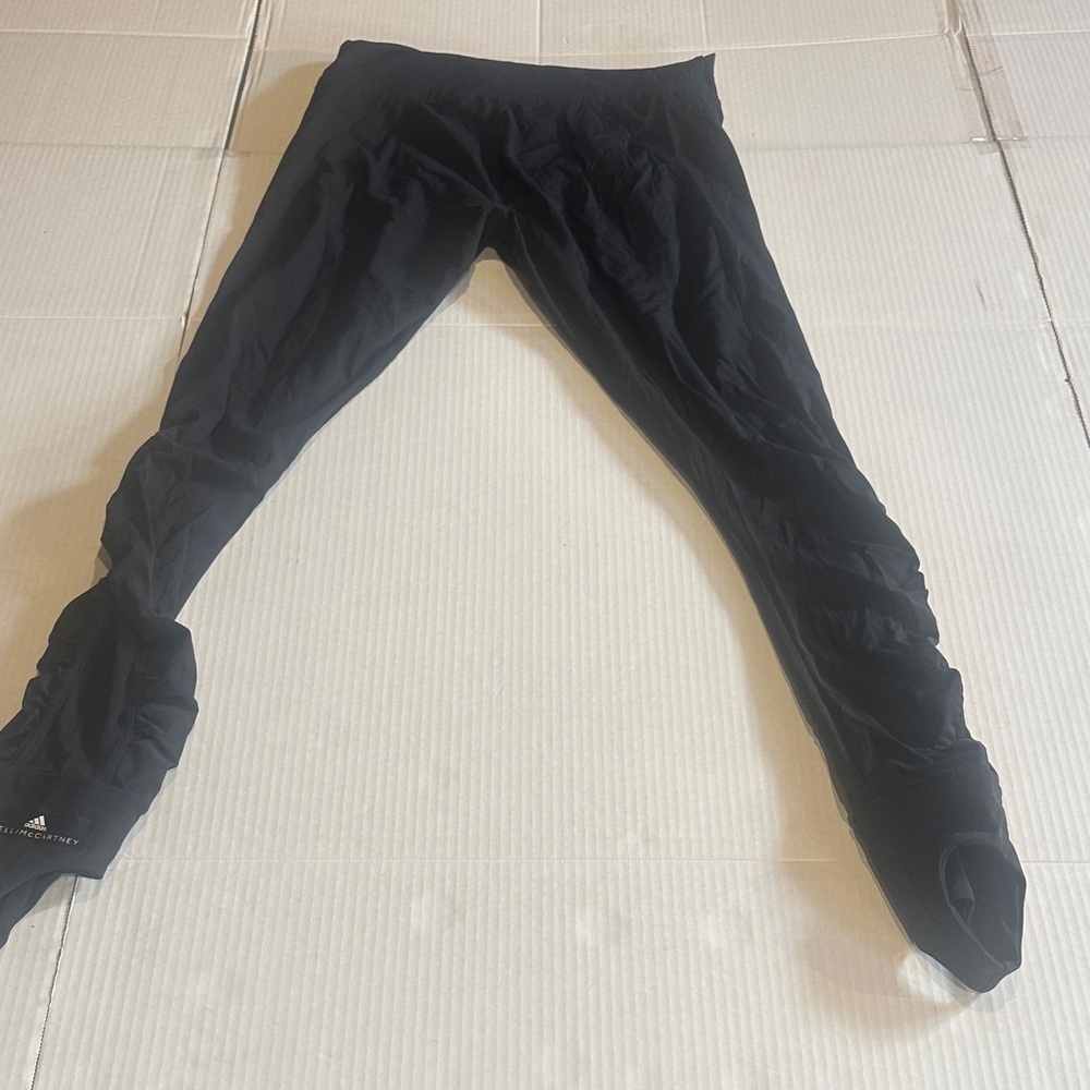 Stella McCartney Adidas black Leggings with partial foot insert fold over waist - Picture 9 of 13